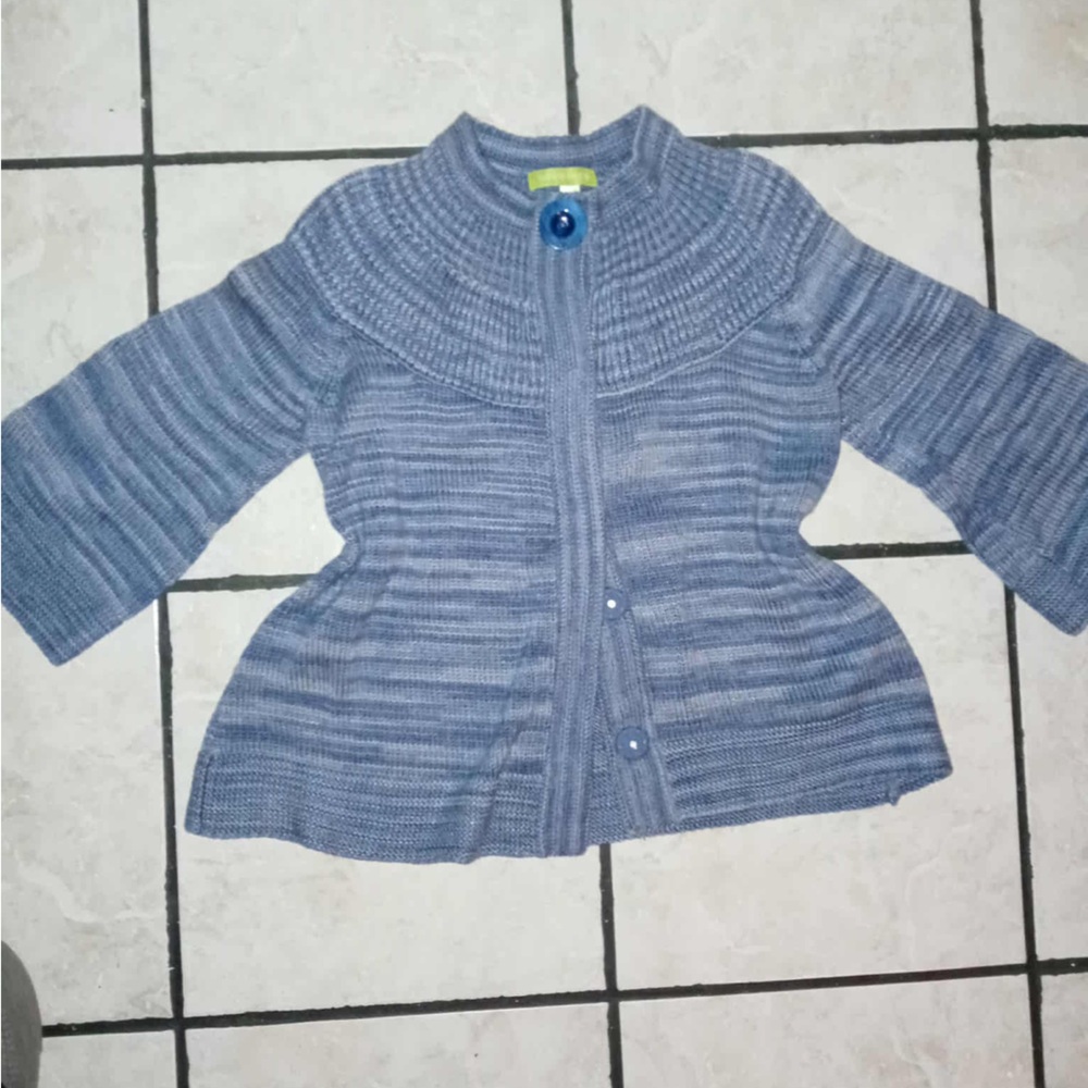 Sigrid Olsen Denim Blue Knit Sweater